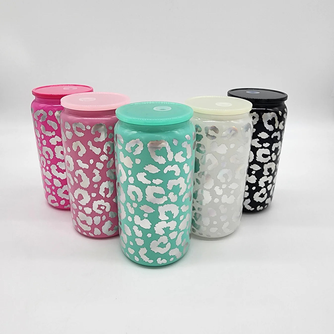 Verre à canette léopard irisé de 473 ml