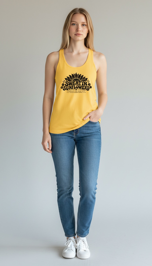 SweatinSunflowers Full Length Racerback Tank
