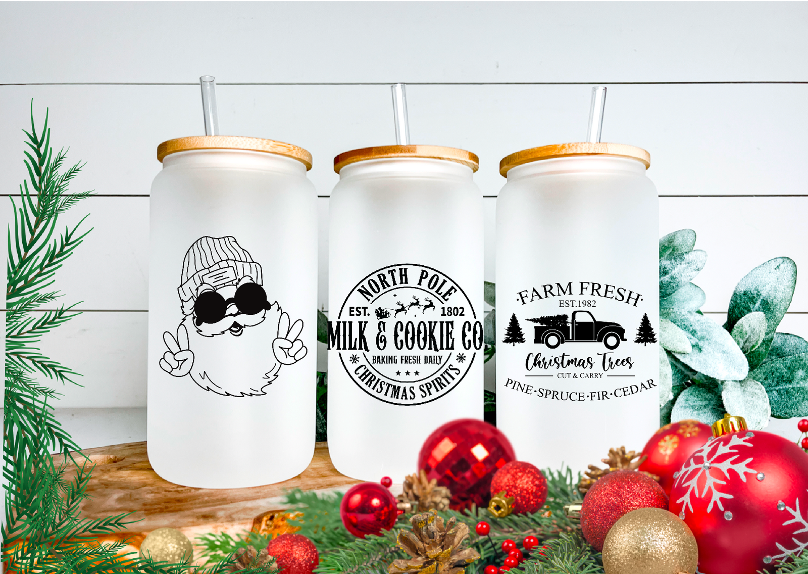 Verre à canette assorti de Noël