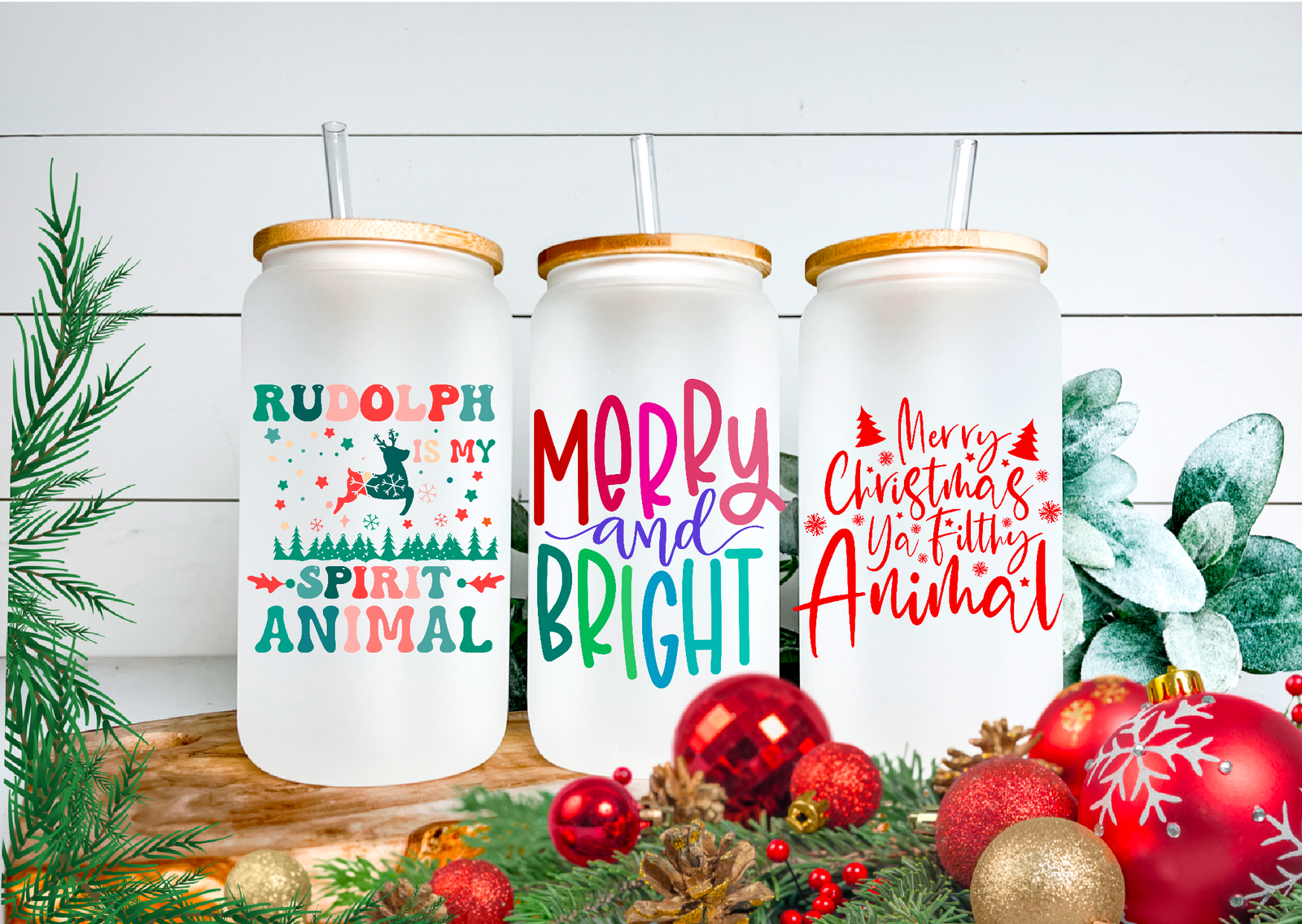 Verres à canettes assortis pour Noël