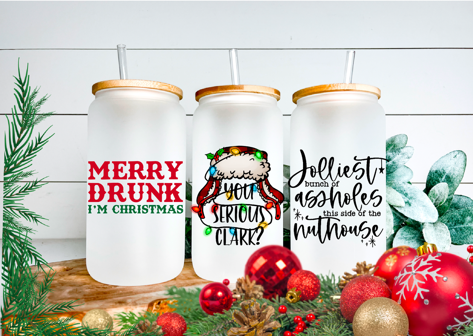 Verre à canette assorti de Noël