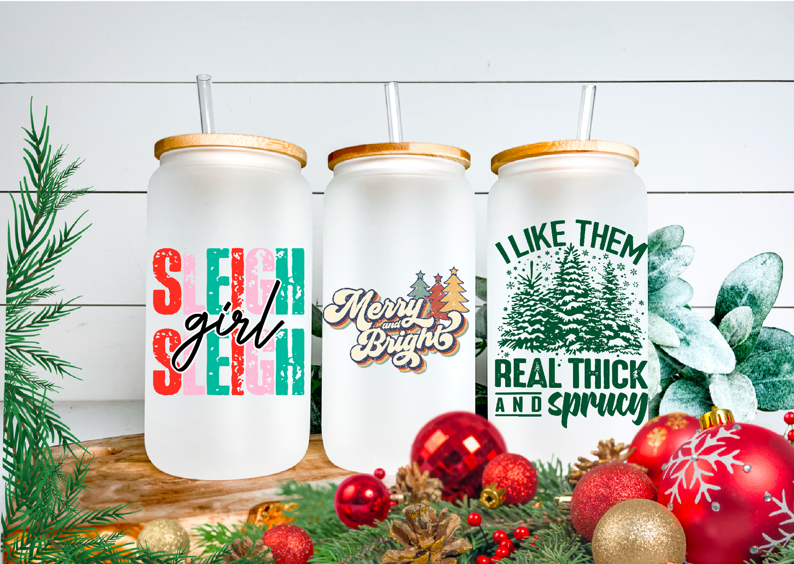 Verres à canettes assortis pour Noël