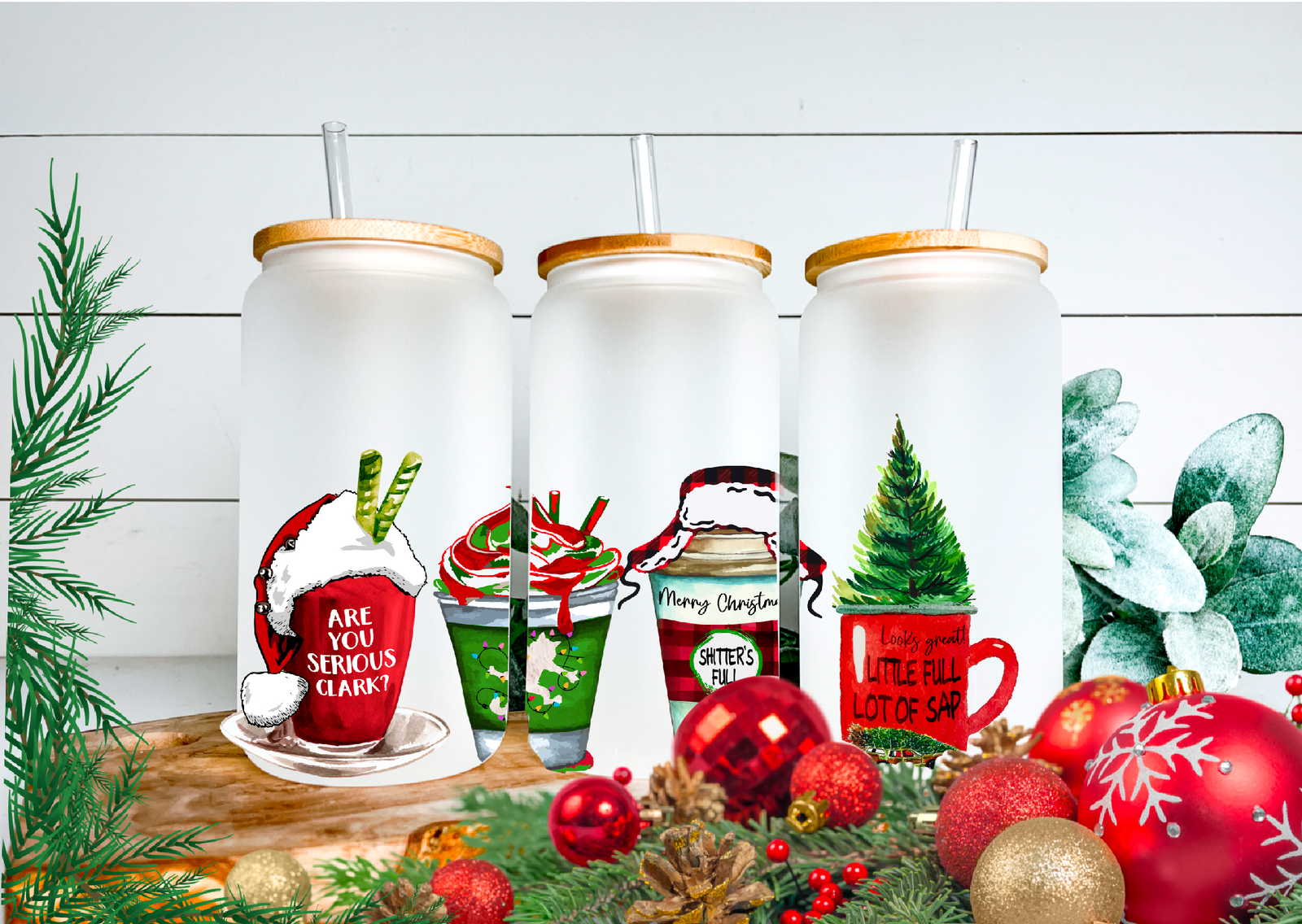 Emballages pour canettes de Noël assortis