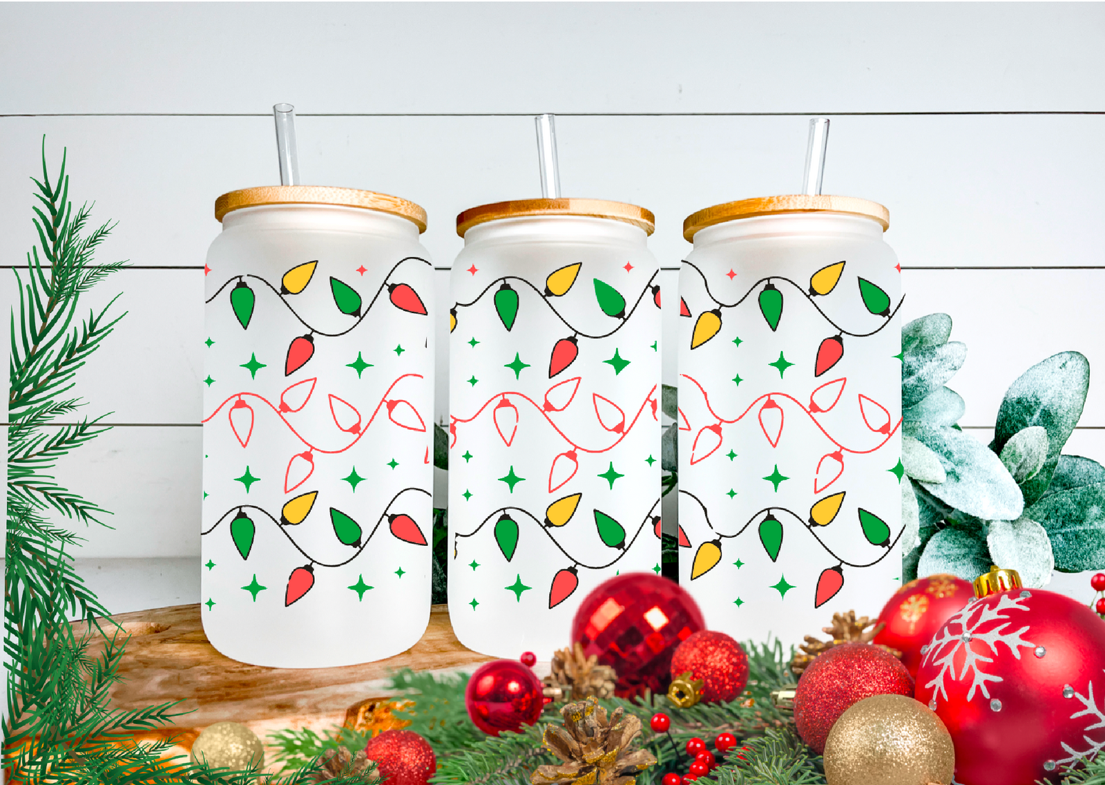 Lumières de Noël en verre