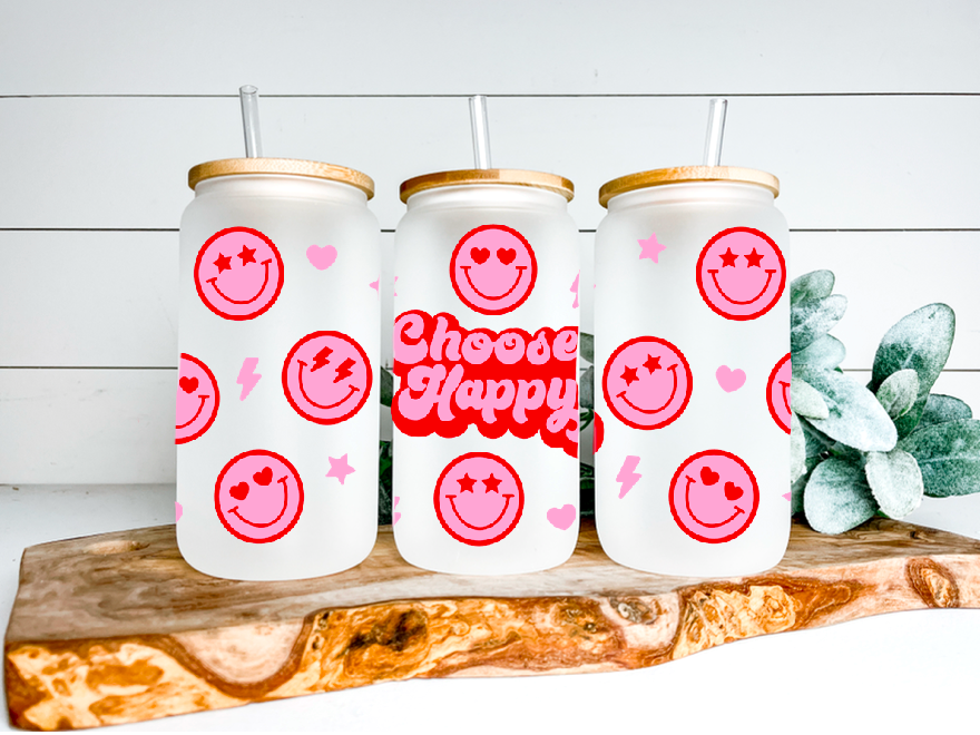 Choose Happy Can Glass