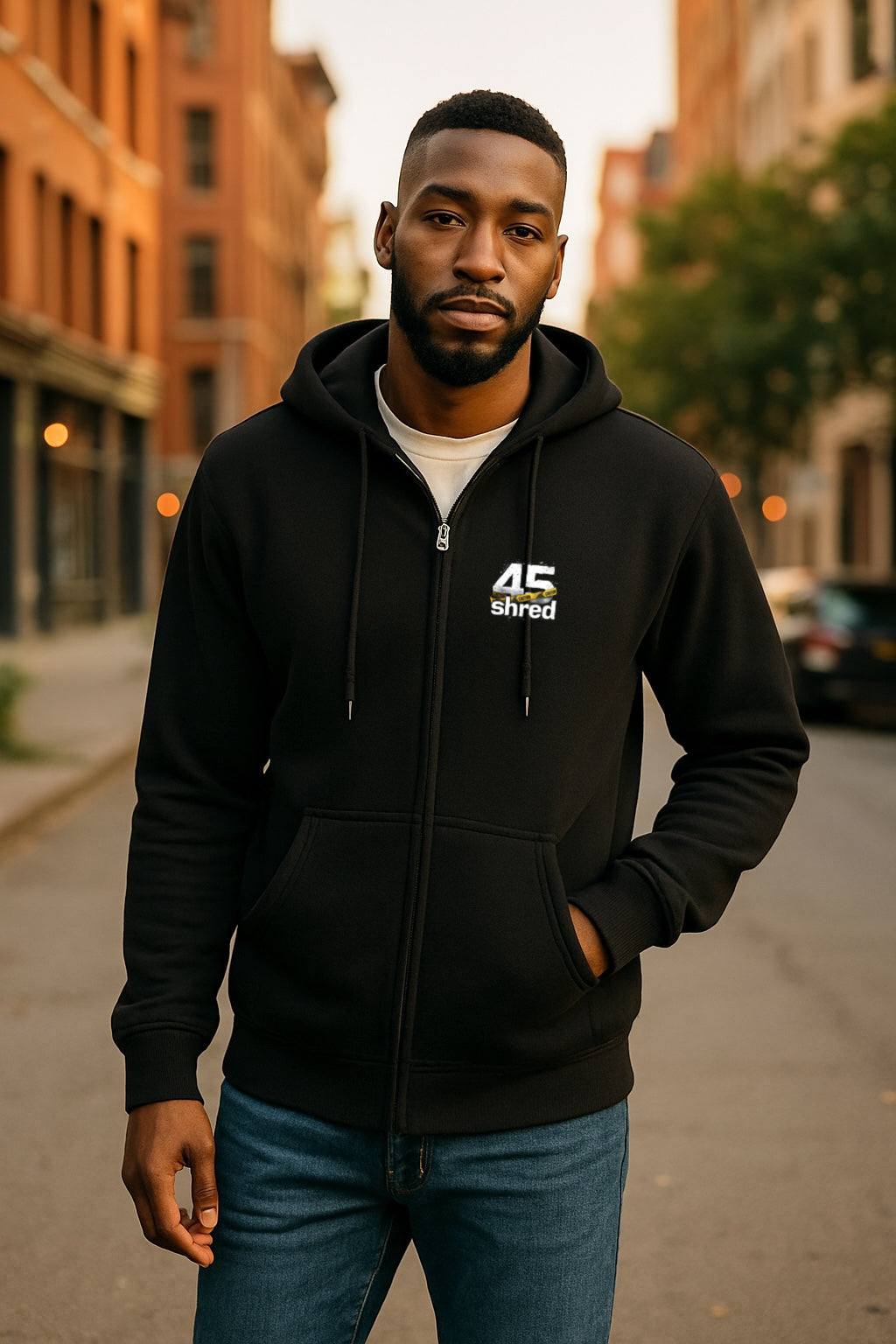Sweat à capuche zippé unisexe 45 SHRED 