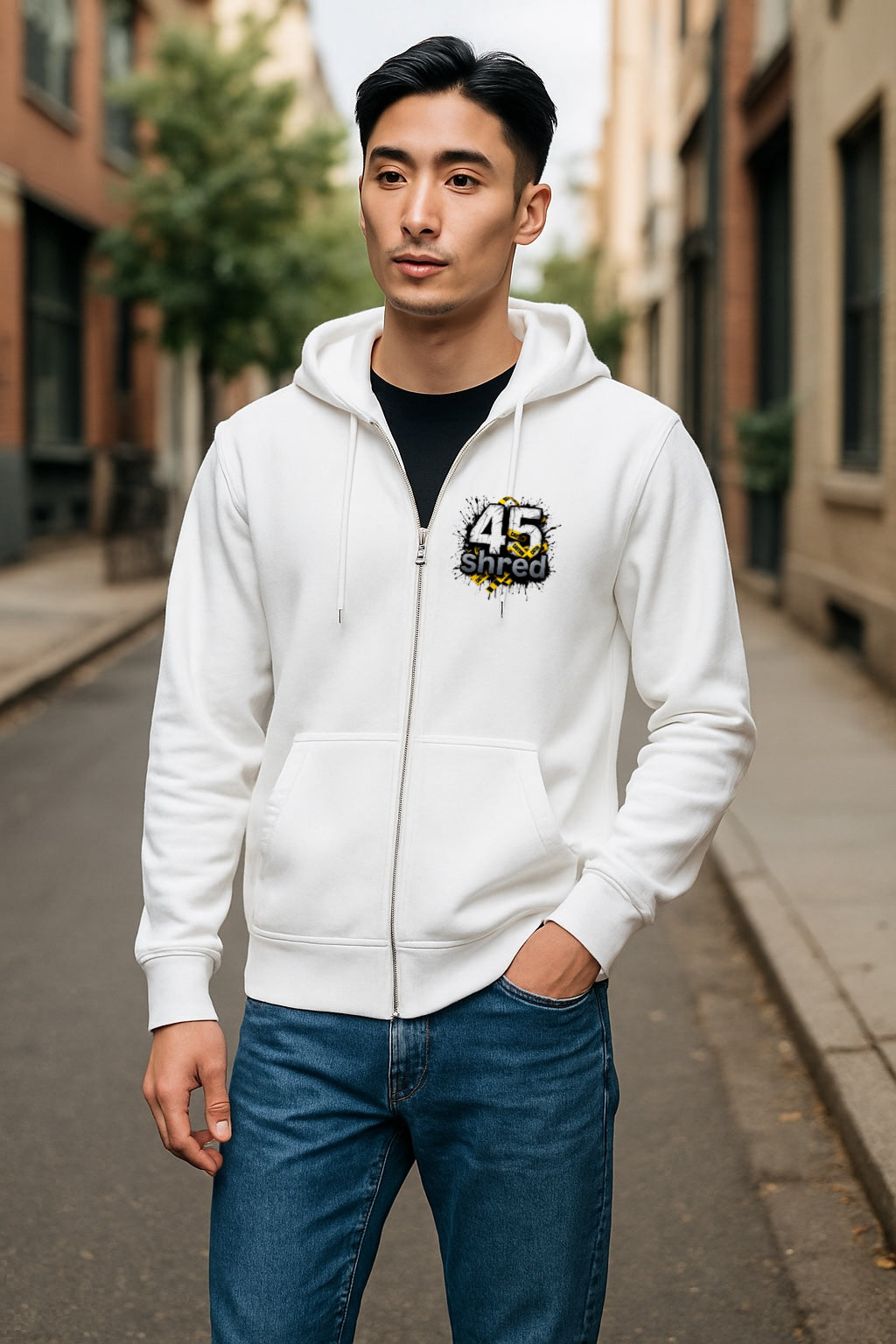 Sweat à capuche zippé unisexe 45 SHRED 