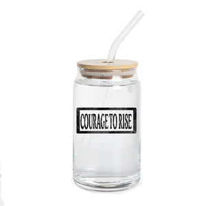 COURAGE TO RISE CAN GLASS (BAMBOO LID & STRAW)