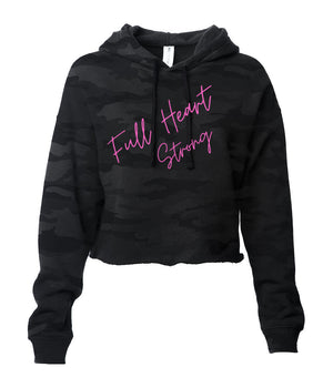 FULL HEART STRONG BLACK CAMO CROP HOODIE