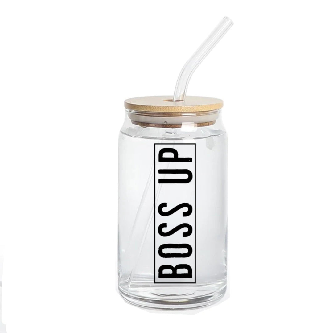 BOSS UP CANETTE EN VERRE (COUVERCLE ET PAILLE INCLUS)