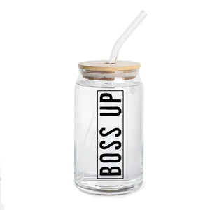 BOSS UP GLASS CAN (LID & STRAW INCLUDED)