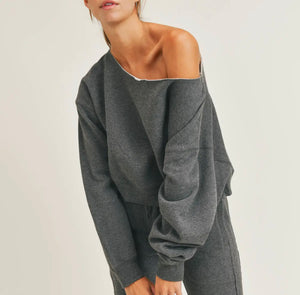 Boat Neck Raw Collar Sweater