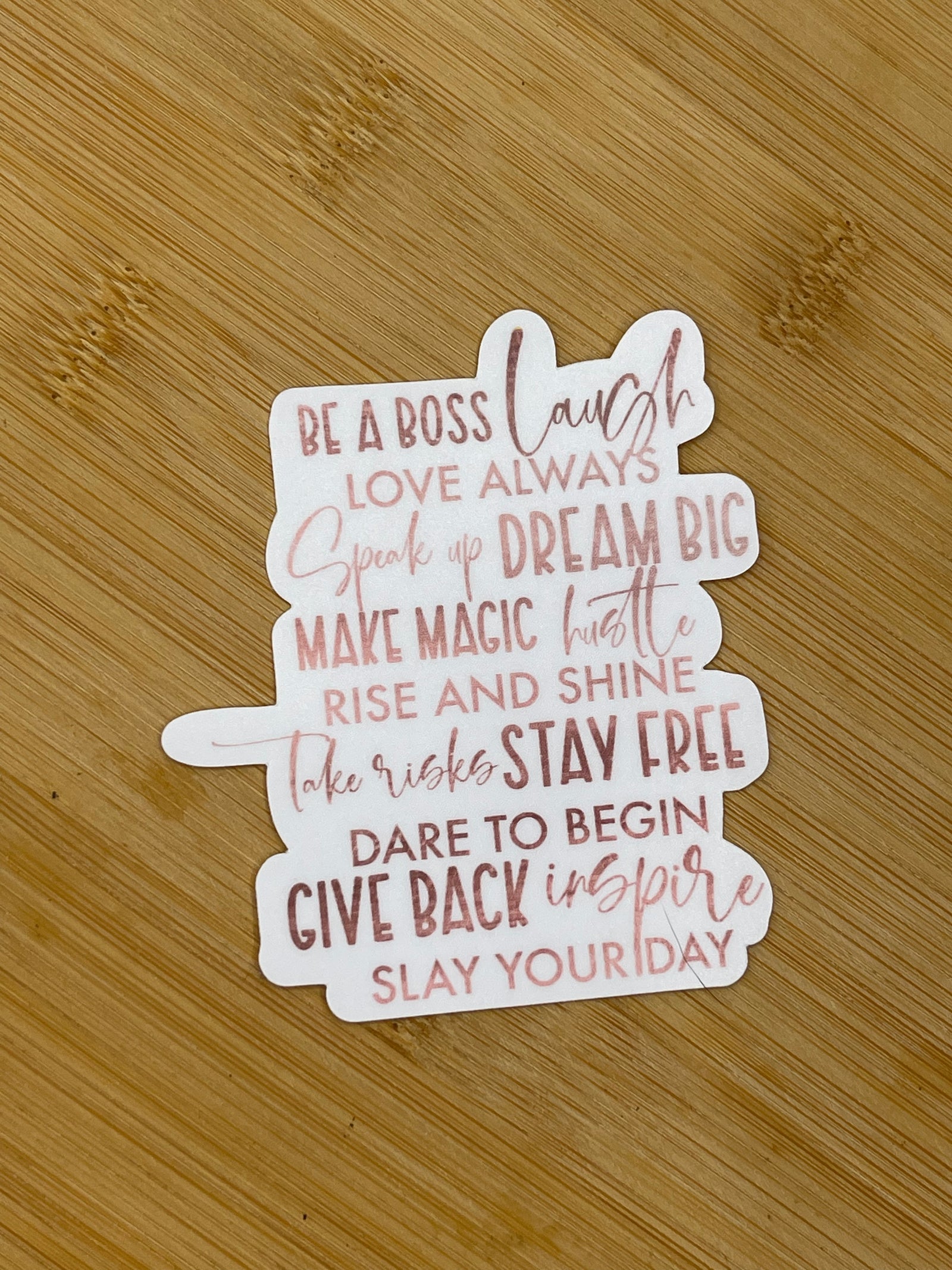 Autocollant découpé à l'emporte-pièce avec affirmation